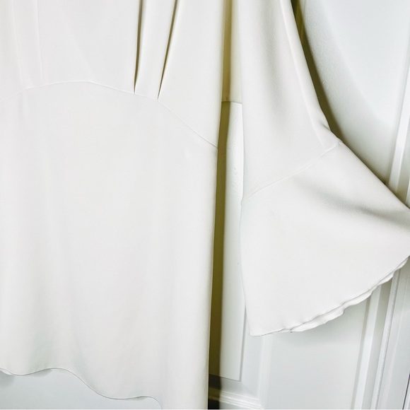 NWT IRO Ivory Crepe Bell Sleeve Ruffled V-Back Ivanoe Mini Dress - Picture 6 of 9